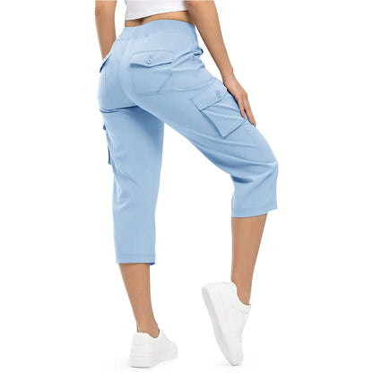 ✨✨Womens Lightweight Capris Hiking Pants 6 Pockets Quick Dry Cargo Outdoor Trip Loose Shorts COMFY  MOMS OVER 30