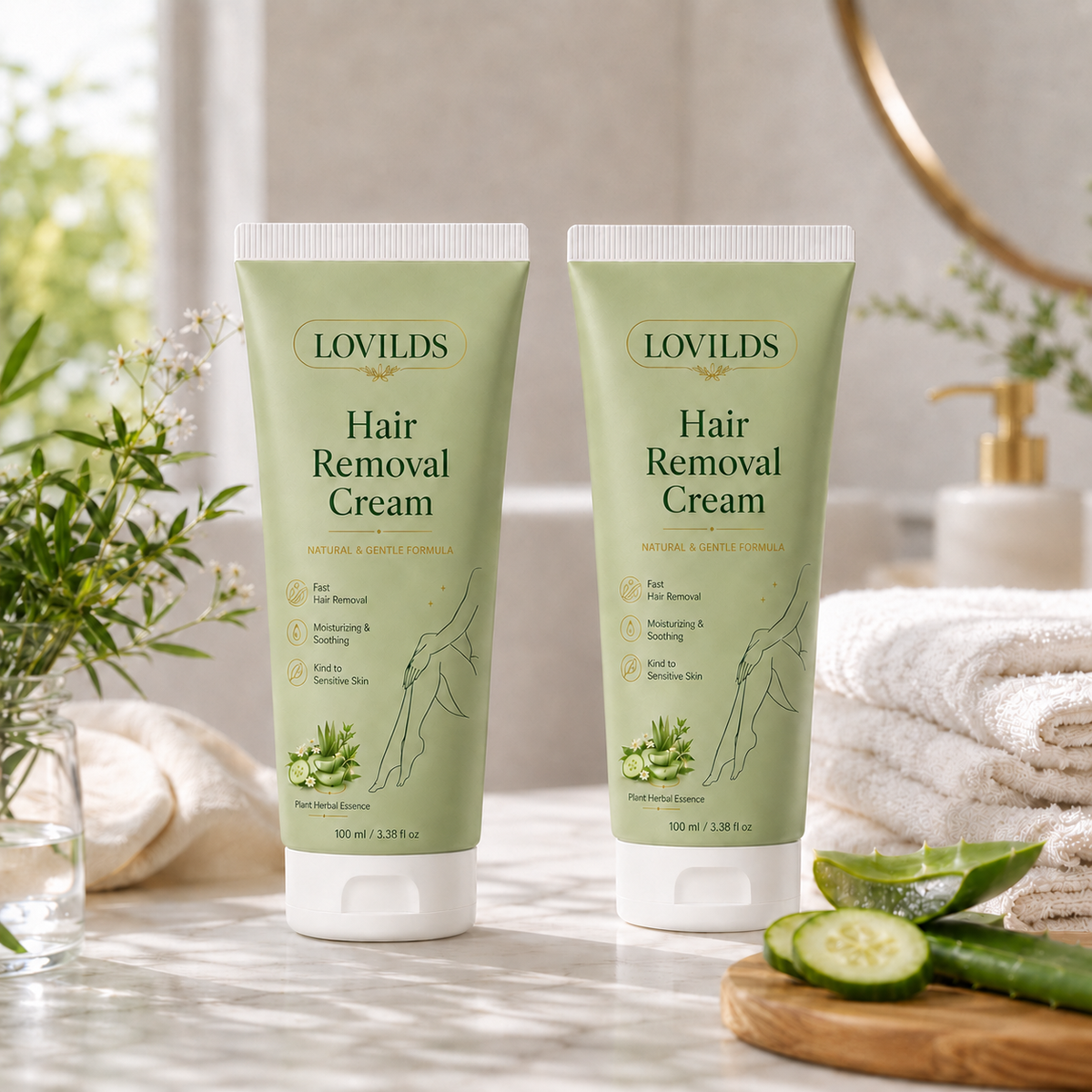 LOVILDS™ Natural Gentle Hair Removal Cream | For Women & Men, Sensitive Skin