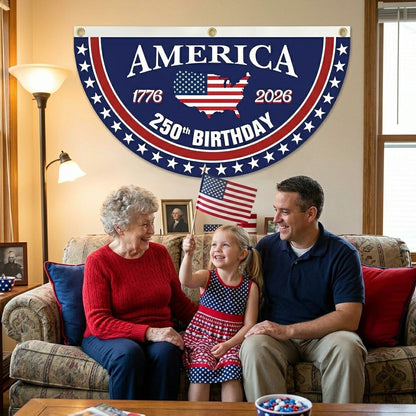 🗽USA 250th Anniversary Flag Half Round Banner🦅
