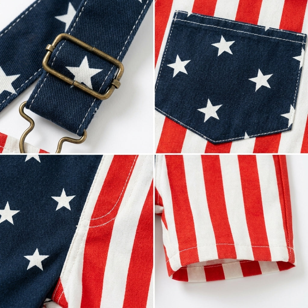 American Flag Toddlers Overalls