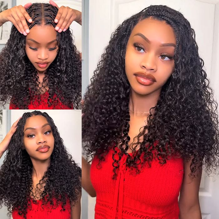 $100 off Flash Sale | Knotless HD Lace Human Hair Braided Curly Wig Glueless 8x5 HD Lace Wigs Pre-Cut Lace
