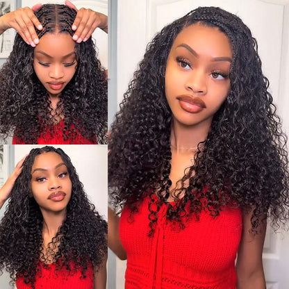 $100 off Flash Sale | Knotless HD Lace Human Hair Braided Curly Wig Glueless 8x5 HD Lace Wigs Pre-Cut Lace