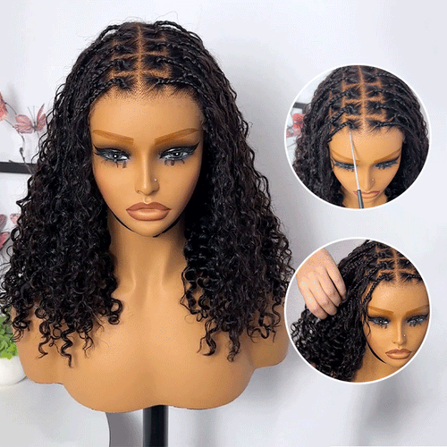 $100 off Flash Sale | Knotless HD Lace Human Hair Braided Curly Wig Glueless 8x5 HD Lace Wigs Pre-Cut Lace