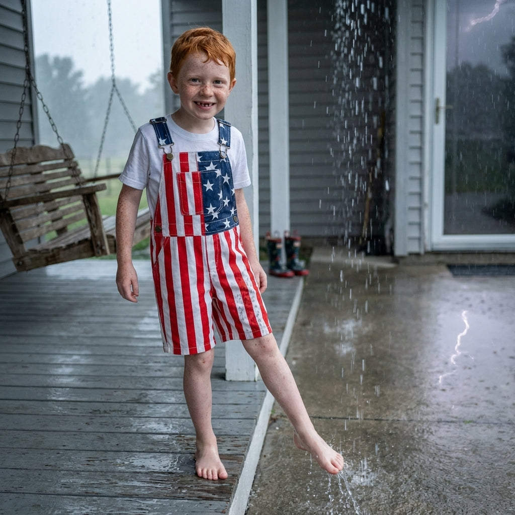 American Flag Kids Overalls