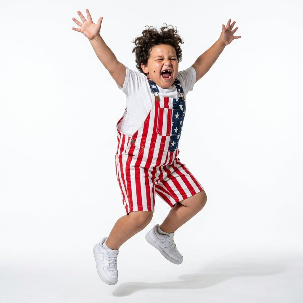 American Flag Kids Overalls