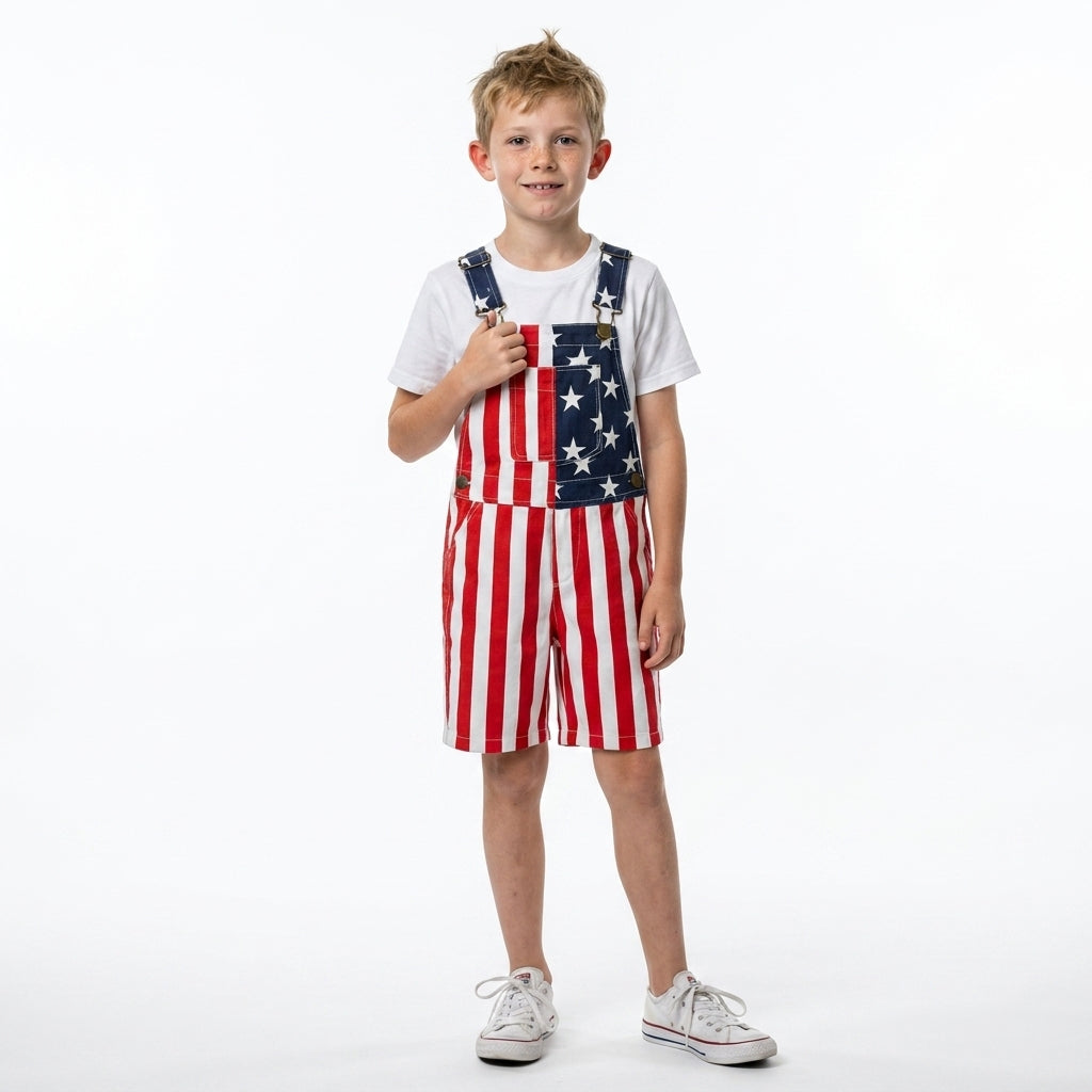 American Flag Kids Overalls
