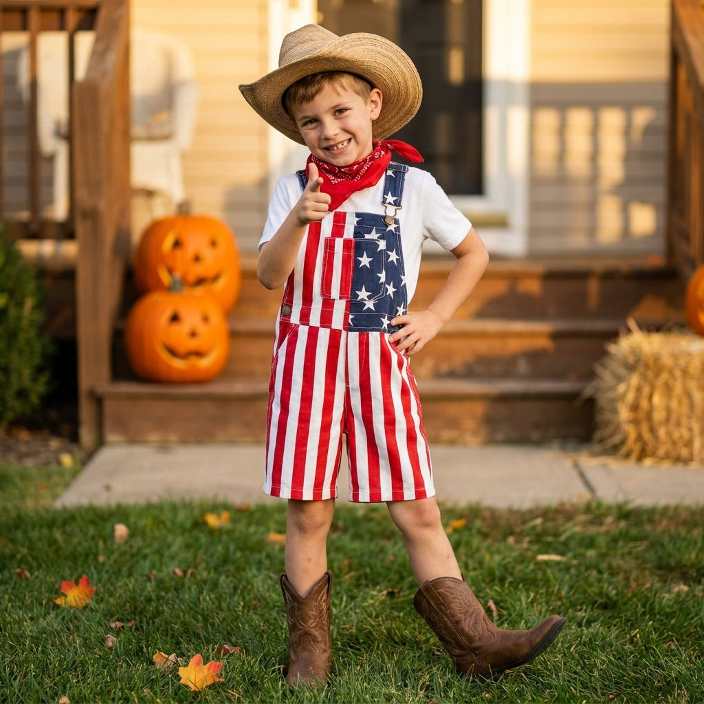 American Flag Kids Overalls