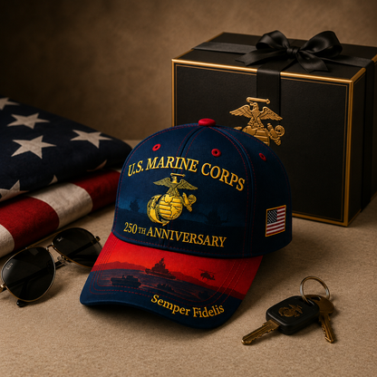 🔥 Father’s Day Sale - ❤️ U.S. Marine Corps 250th Anniversary Commemorative Embroidered Cap 🇺🇸