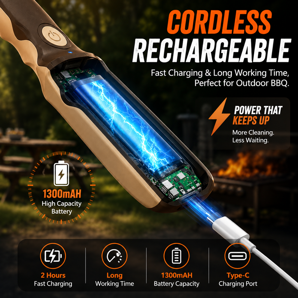 Electric BBQ Grill Brush | Bristle-Free Cordless Grill Cleaner