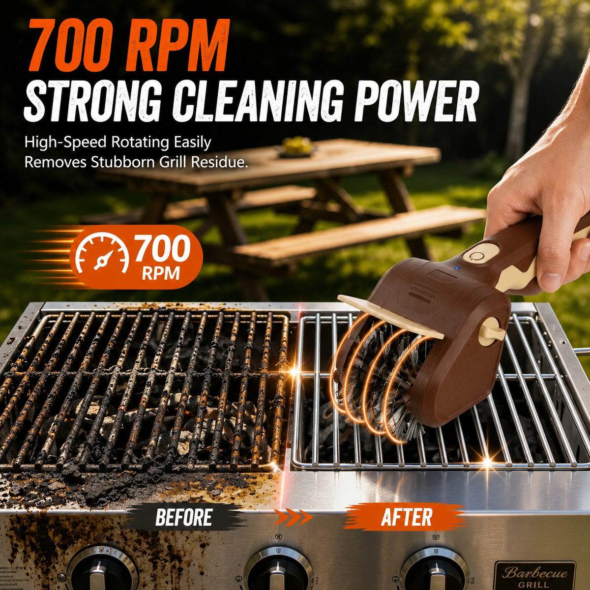 Electric BBQ Grill Brush | Bristle-Free Cordless Grill Cleaner