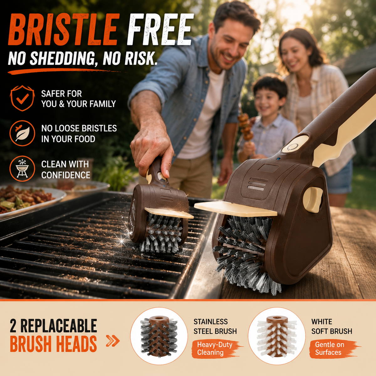 Electric BBQ Grill Brush | Bristle-Free Cordless Grill Cleaner
