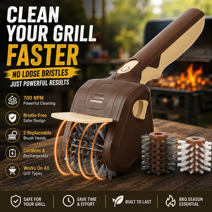 Electric BBQ Grill Brush | Bristle-Free Cordless Grill Cleaner