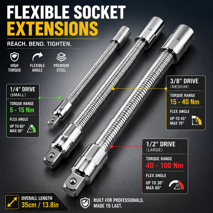 Universal Flexible Wrench Socket Tool – High Torque & Tight Space Repair Adapter