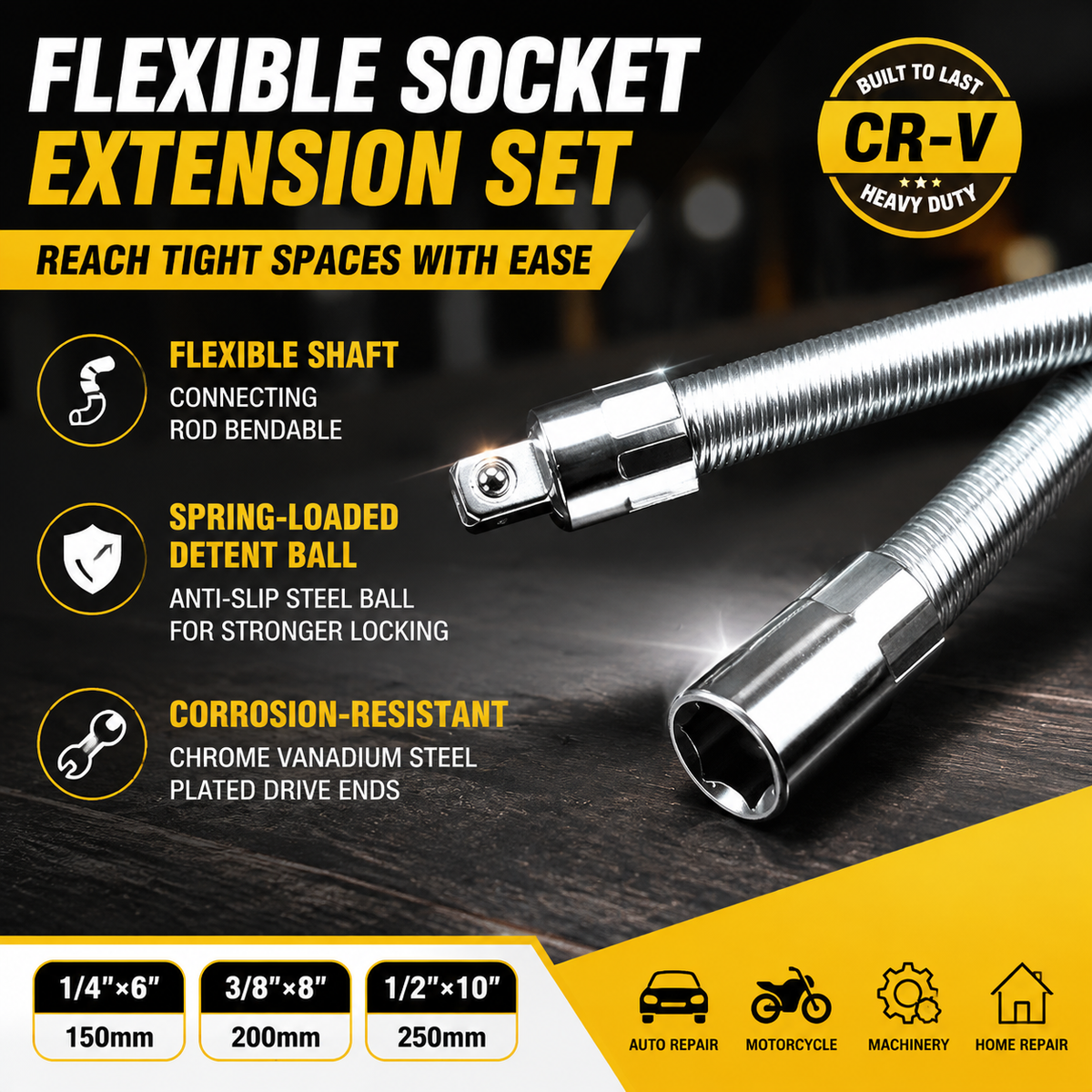 Universal Flexible Wrench Socket Tool – High Torque & Tight Space Repair Adapter
