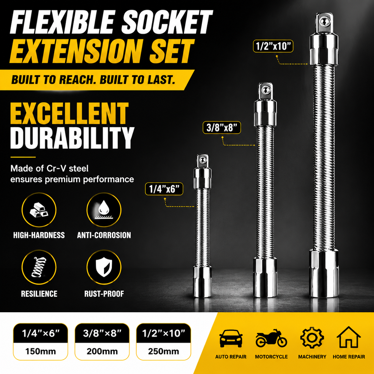 Universal Flexible Wrench Socket Tool – High Torque & Tight Space Repair Adapter