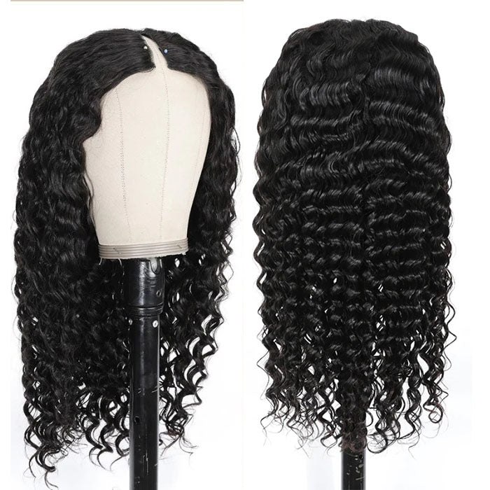 No Leave Out V/U Part Wig Deep Wave Human Hair Wigs Beginnger Friendly Easy Install