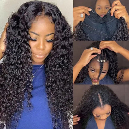 No Leave Out V/U Part Wig Deep Wave Human Hair Wigs Beginnger Friendly Easy Install