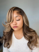 Highlight Wigs Brown And Honey Blonde Highlights Wig Ombre Human Hair Wigs