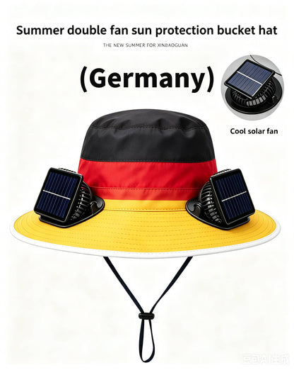 🔥2026 Flag Printed Solar Fan Hat - Premium Long Battery Comfort