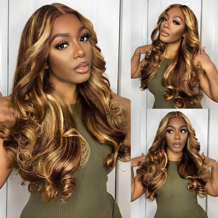 Highlight Glueless Body Wave Wigs For Beginner 8x5 Closure HD Lace Human Hair Pre Everything Wigs