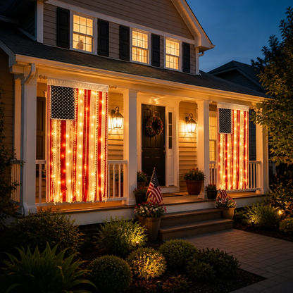 50% OFF🔥4 x 2.3 Ft Lighted Rag American Flag Banner🎆 USA 250th Celebration