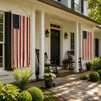 50% OFF🔥4 x 2.3 Ft Lighted Rag American Flag Banner🎆 USA 250th Celebration