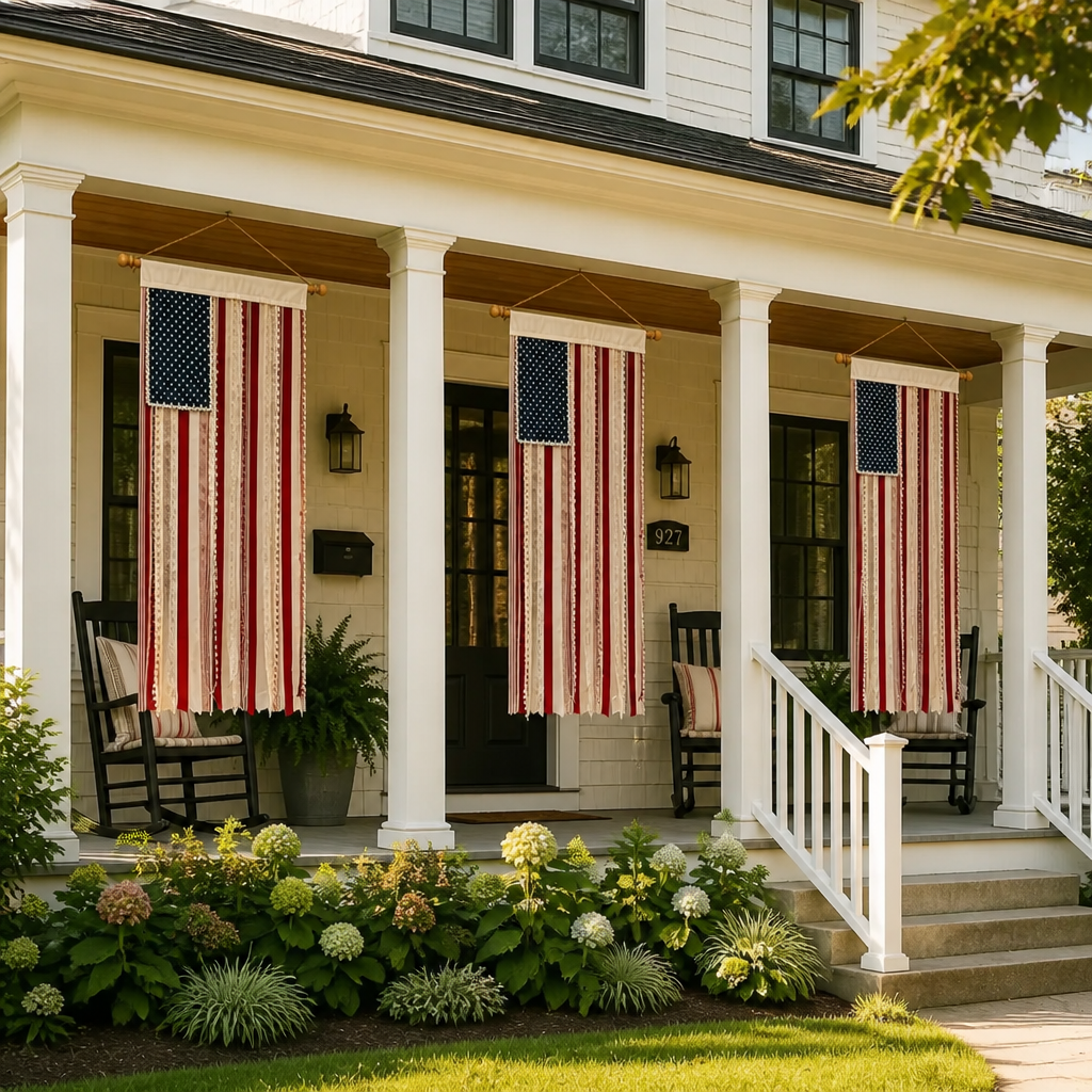 50% OFF🔥4 x 2.3 Ft Lighted Rag American Flag Banner🎆 USA 250th Celebration