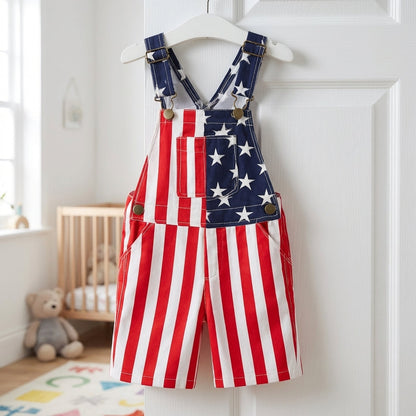 American Flag Kids Overalls