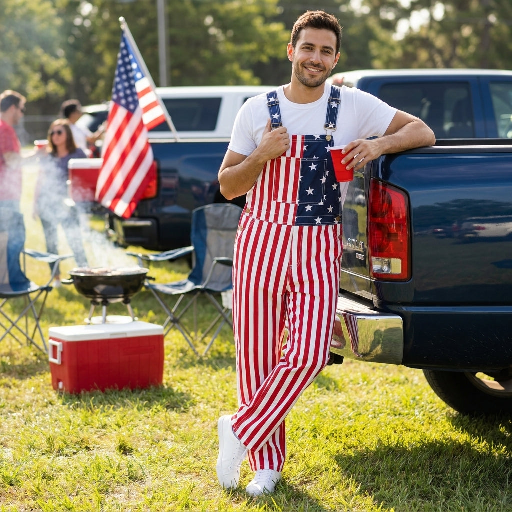 American Flag Long Overalls