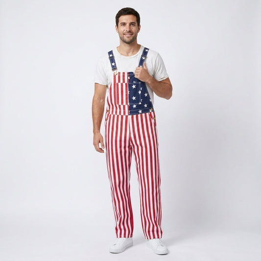 American Flag Long Overalls