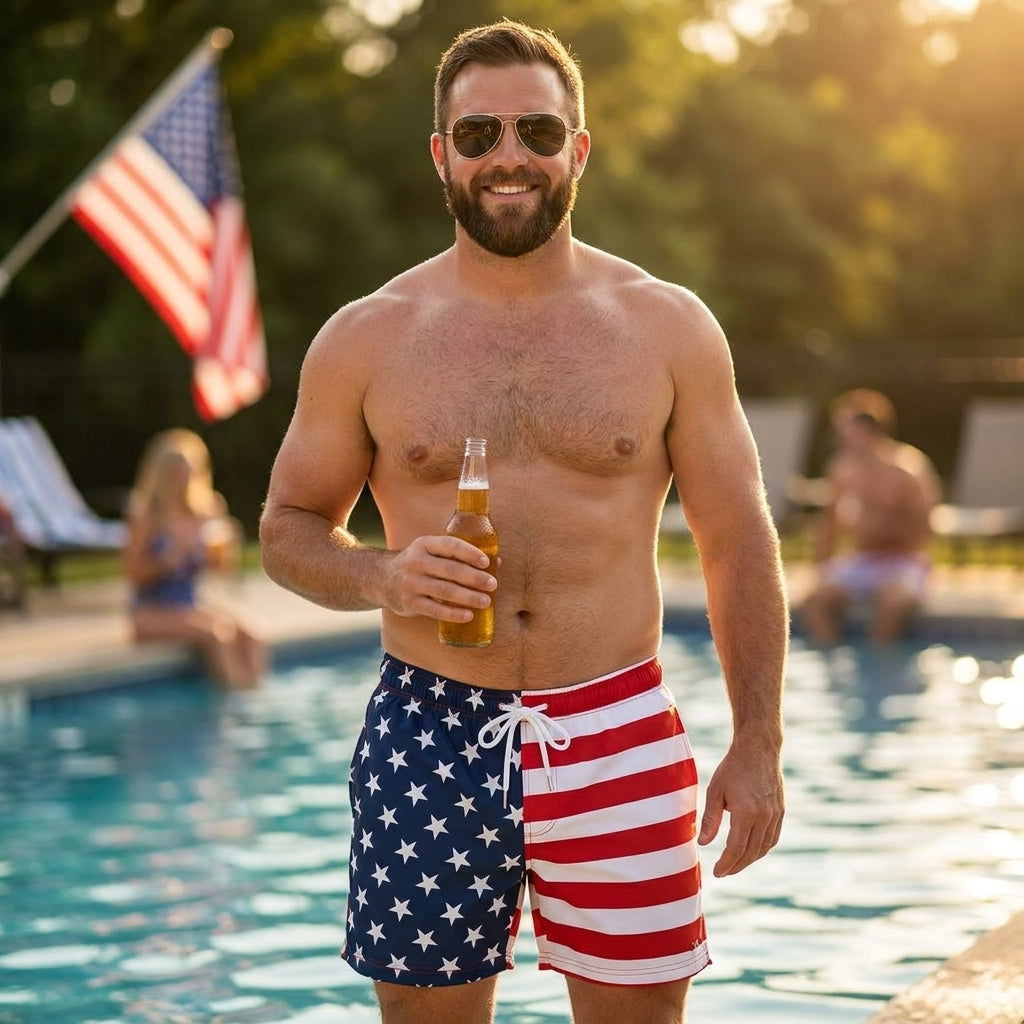 American Flag Swim Shorts