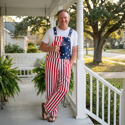 American Flag Long Overalls