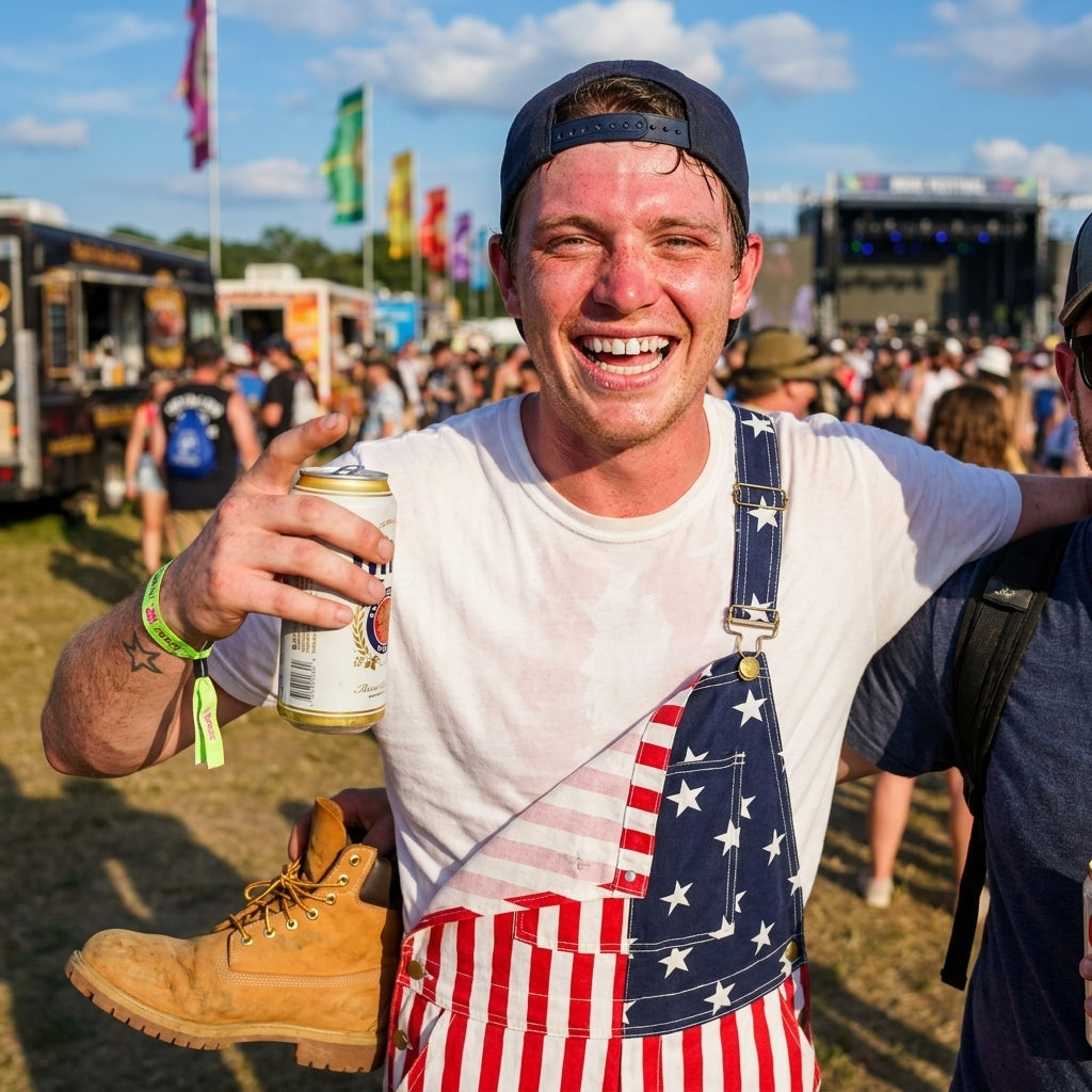 American Flag Long Overalls
