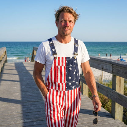 American Flag Long Overalls