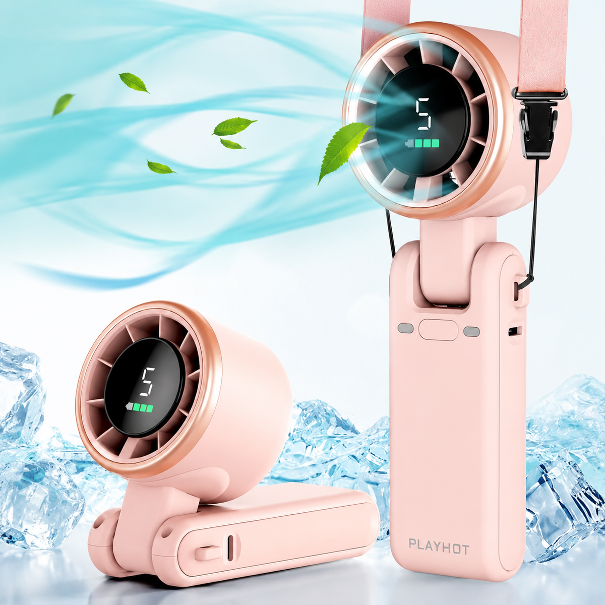 Portable Neck Fan with 5 Speeds and Ice Pack for Hands-Free Cooling on Hot Days