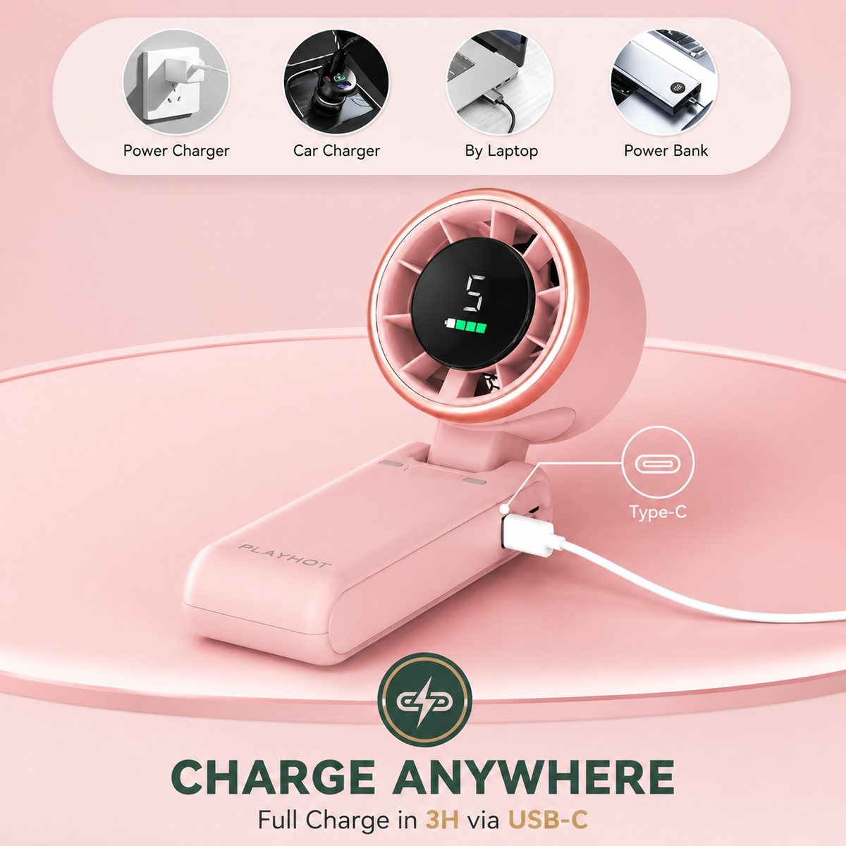 Portable Neck Fan with 5 Speeds and Ice Pack for Hands-Free Cooling on Hot Days
