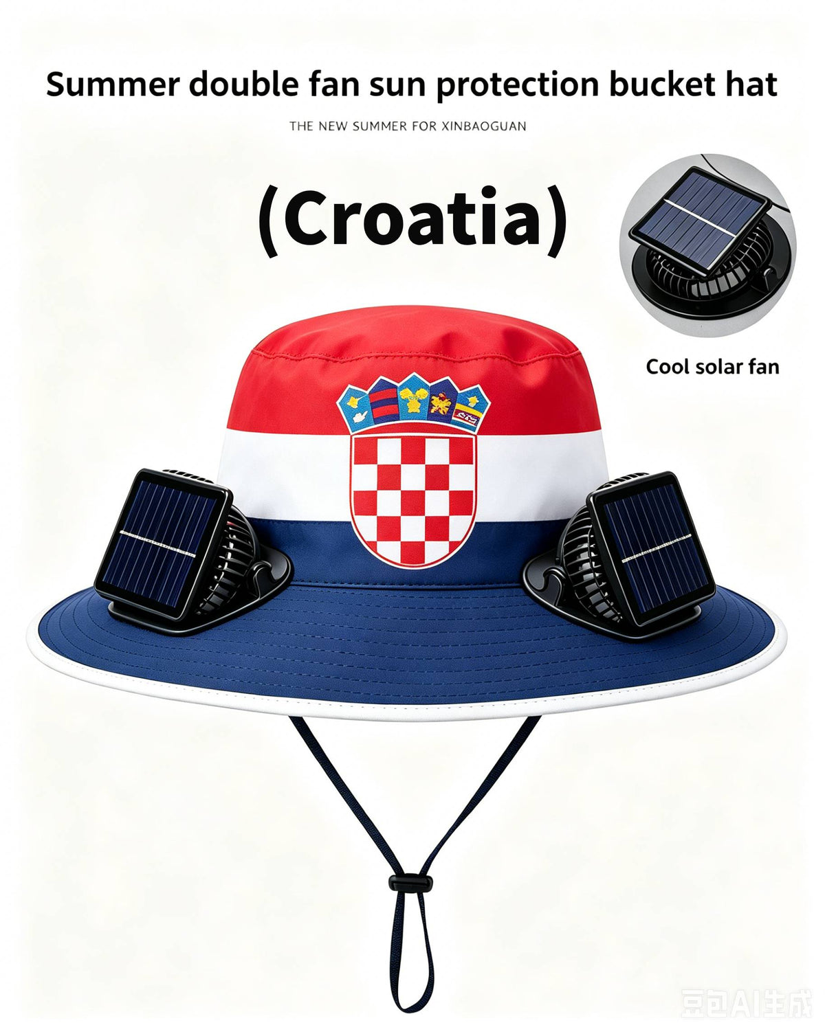 🔥2026 Flag Printed Solar Fan Hat - Premium Long Battery Comfort