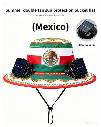 🔥2026 Flag Printed Solar Fan Hat - Premium Long Battery Comfort