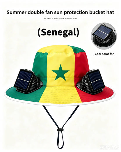 🔥2026 Flag Printed Solar Fan Hat - Premium Long Battery Comfort