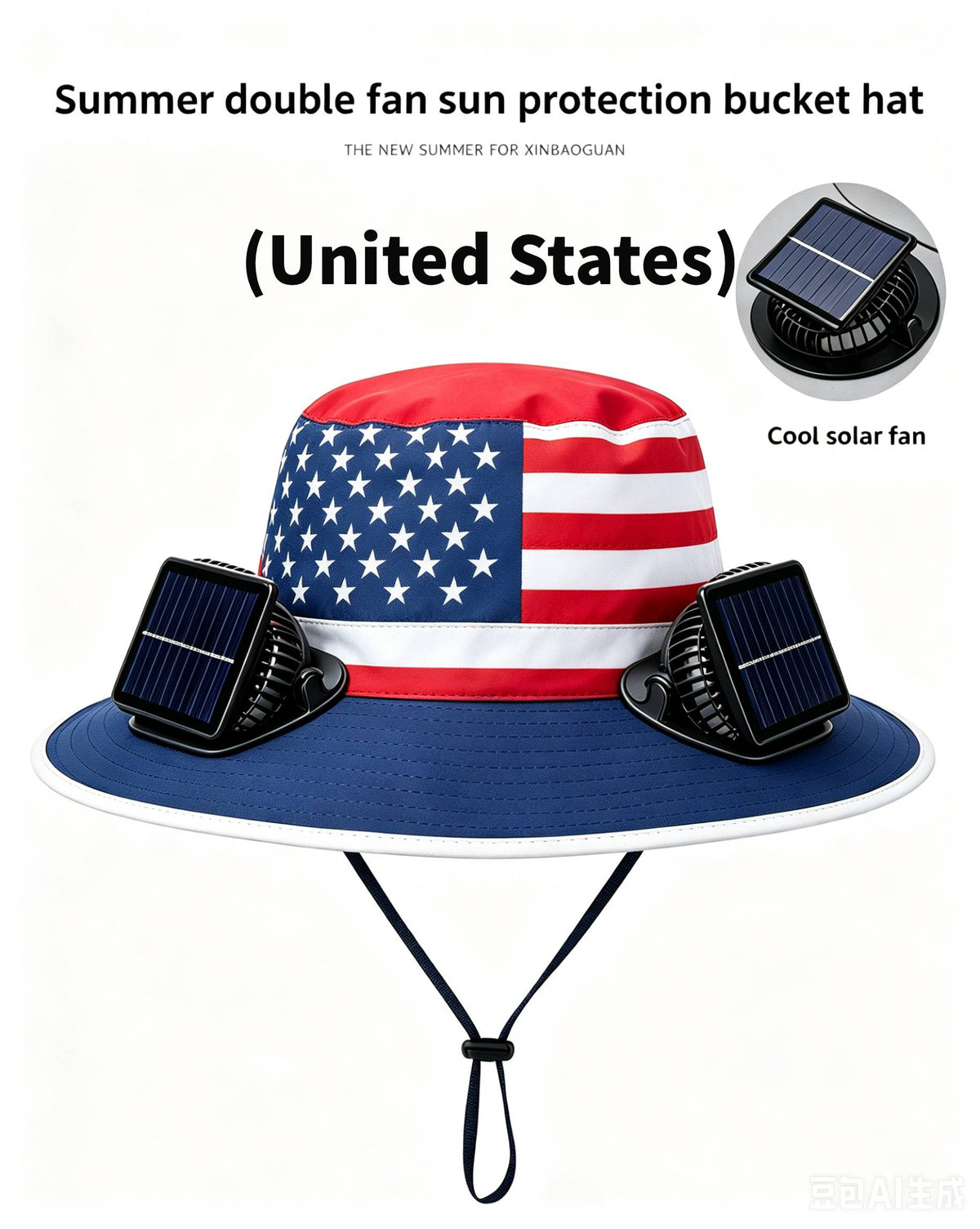 🔥2026 Flag Printed Solar Fan Hat - Premium Long Battery Comfort