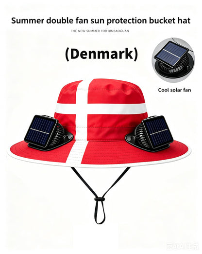 🔥2026 Flag Printed Solar Fan Hat - Premium Long Battery Comfort