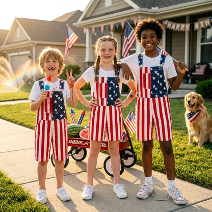 American Flag Kids Overalls