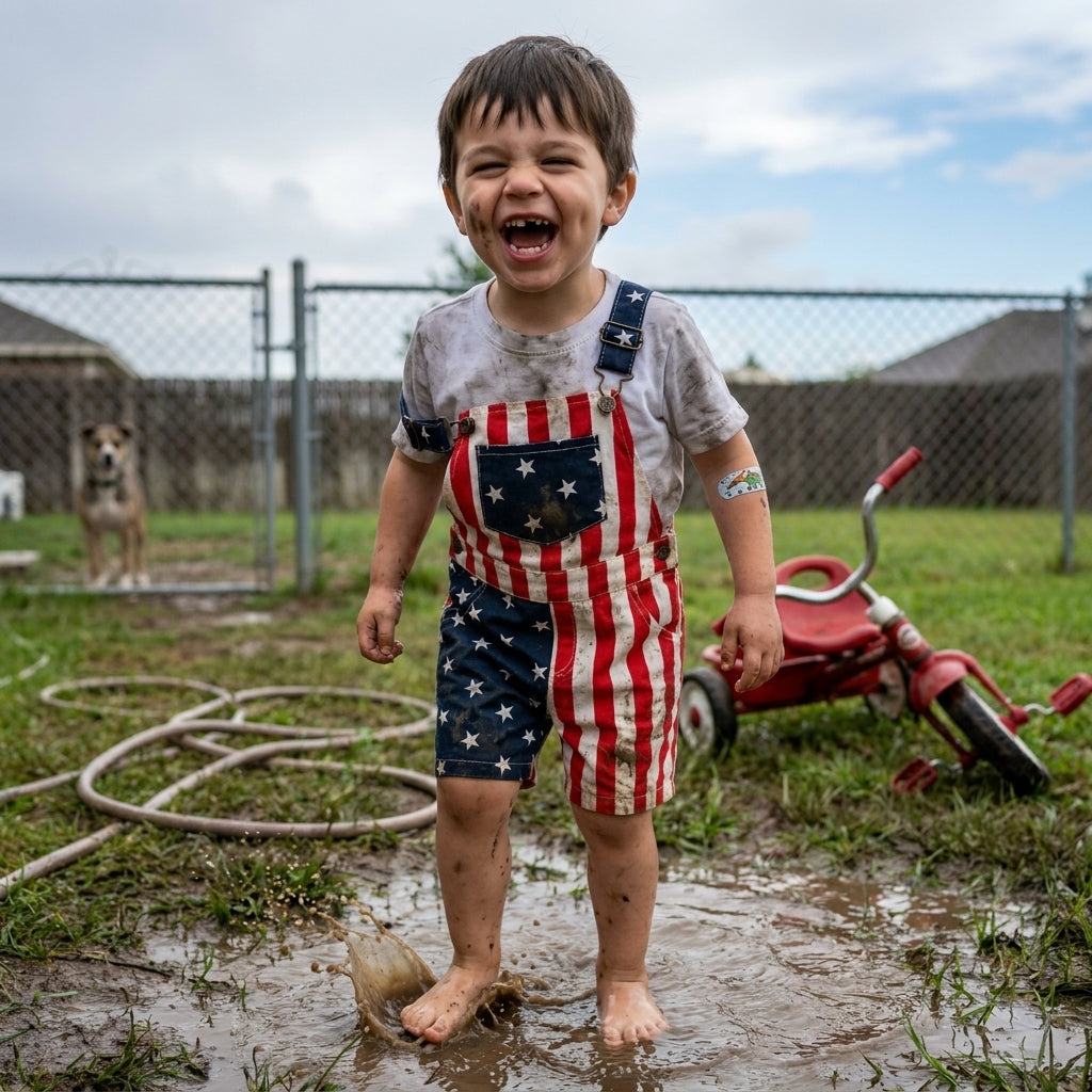 American Flag Toddlers Overalls