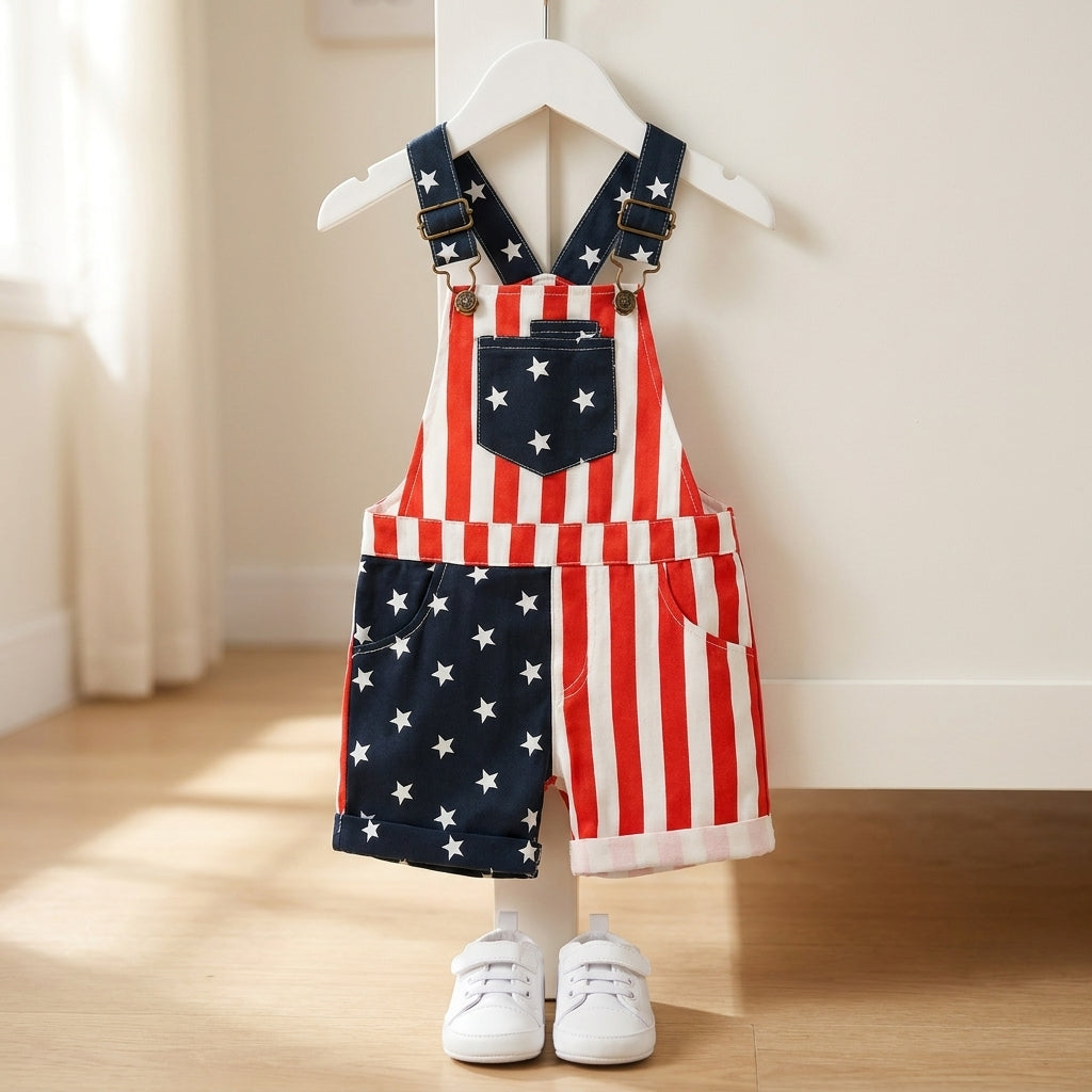 American Flag Toddlers Overalls