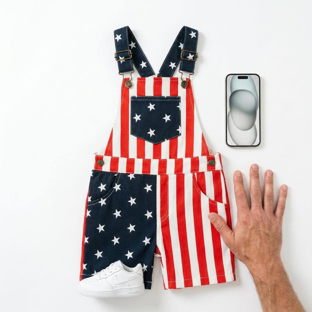 American Flag Toddlers Overalls