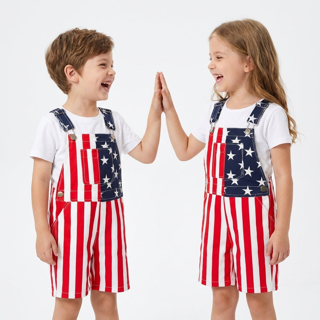 American Flag Kids Overalls