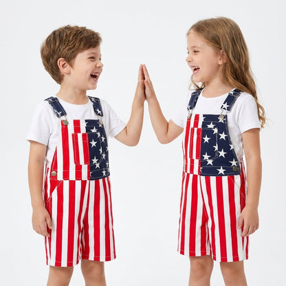 American Flag Kids Overalls