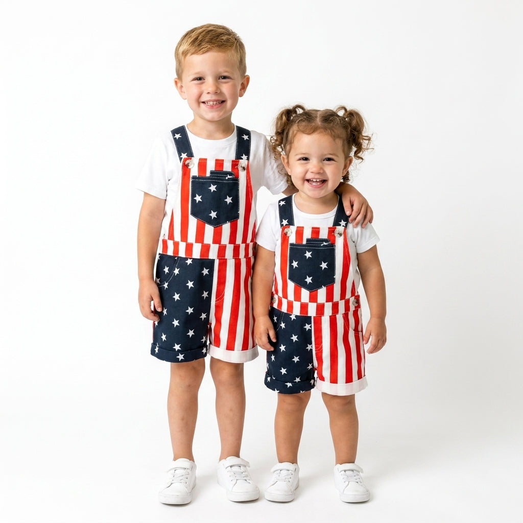 American Flag Toddlers Overalls