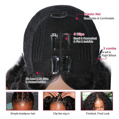 No Leave Out V/U Part Wig Deep Wave Human Hair Wigs Beginnger Friendly Easy Install
