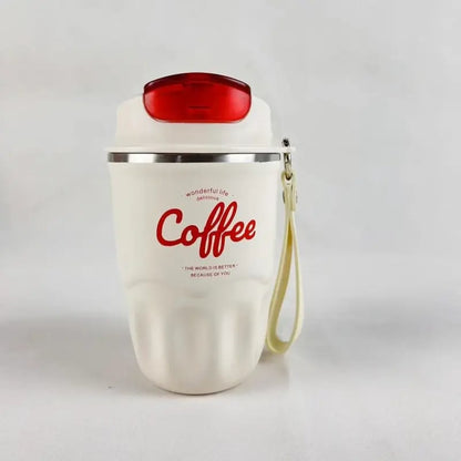 Coffee Vacuum Flask, 1 Count Portable Coffee Cup with Lid & Handle, Stainless Steel Insulated Water Bottle for Home, Office, and Outdoor Use, Insulated Travel Drinkware, Travel Coffee Mugs